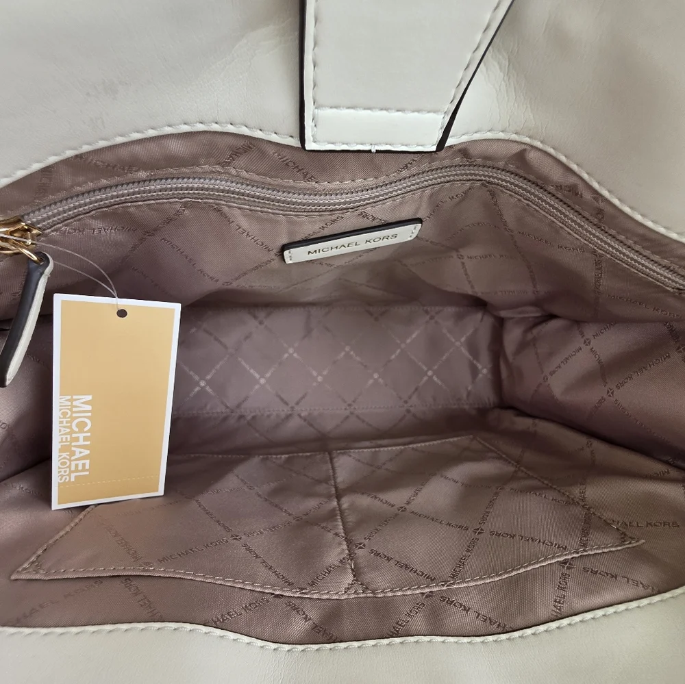 Michael Kors Serena Large White Shoulder Tote Bag